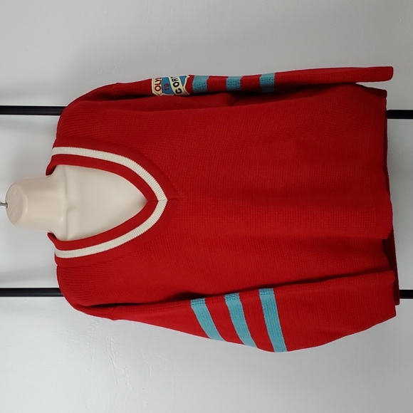Vintage Petroleum Olympic 1956 Cortina V-neck sweater wool blend size M